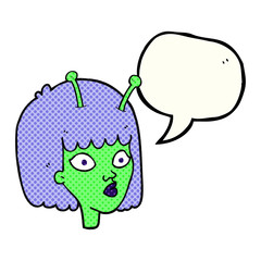 comic book speech bubble cartoon female alien