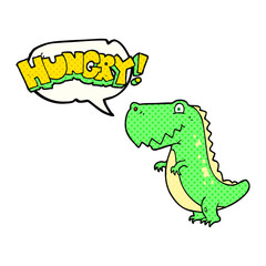 comic book speech bubble cartoon hungry dinosaur