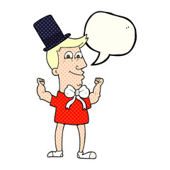 comic book speech bubble cartoon celebrating man