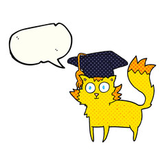 comic book speech bubble cartoon cat graduate