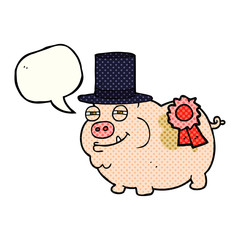 comic book speech bubble cartoon prize winning pig