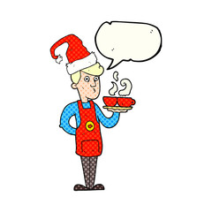 comic book speech bubble cartoon barista serving coffee at chris