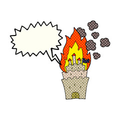 comic book speech bubble cartoon burning castle