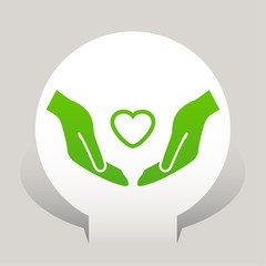 Pictograph of heart in hand