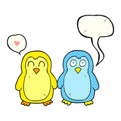 comic book speech bubble cartoon birds holding hands