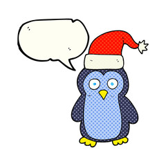 comic book speech bubble cartoon christmas penguin