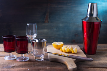 Vodka drinks with lemon and lime