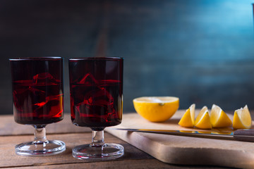 Vodka drinks with lemon and lime