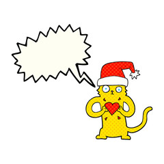 comic book speech bubble cartoon cat loving christmas