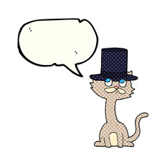 comic book speech bubble cartoon cat in top hat