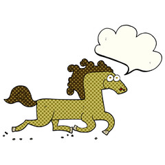 comic book speech bubble cartoon running horse