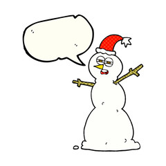 comic book speech bubble cartoon unhappy snowman