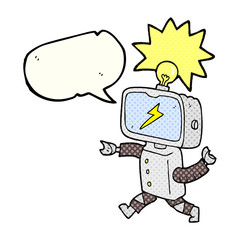 comic book speech bubble cartoon little robot