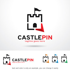 Castle Pin Logo Template Design Vector