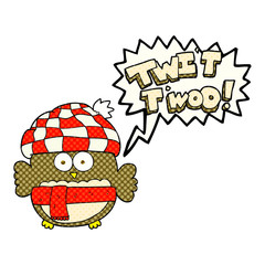 comic book speech bubble cartoon cute owl singing twit twoo