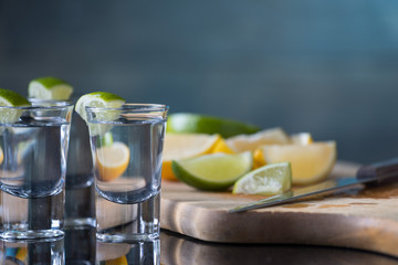 Vodka drinks with lemon and lime