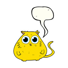 comic book speech bubble cartoon cat with big pretty eyes
