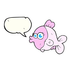 funny comic book speech bubble cartoon fish with big pretty eyes