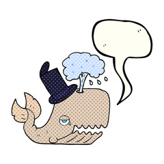 comic book speech bubble cartoon whale spouting water