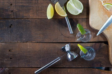 Vodka drinks with lemon and lime