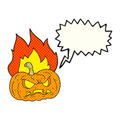 comic book speech bubble cartoon halloween pumpkin