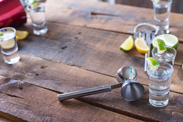 Vodka drinks with lemon and lime