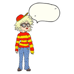 comic book speech bubble cartoon geeky girl