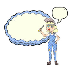 comic book speech bubble cartoon female mechanic