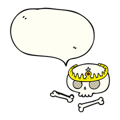 comic book speech bubble cartoon skull wearing tiara