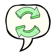 comic book speech bubble cartoon recycling arrows