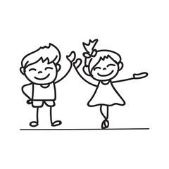 hand drawings cartoon happy kid