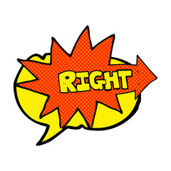 comic book speech bubble cartoon right symbol pointing