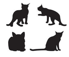 Set of cats Silhouettes isolated on a white background.