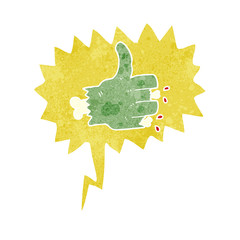 retro speech bubble cartoon zombie hand