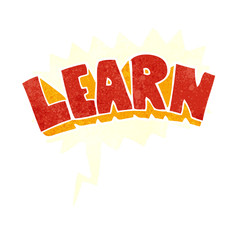 retro speech bubble cartoon learn symbol