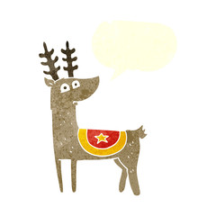 retro speech bubble cartoon reindeer