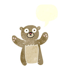 retro speech bubble cartoon teddy bear