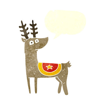 retro speech bubble cartoon reindeer
