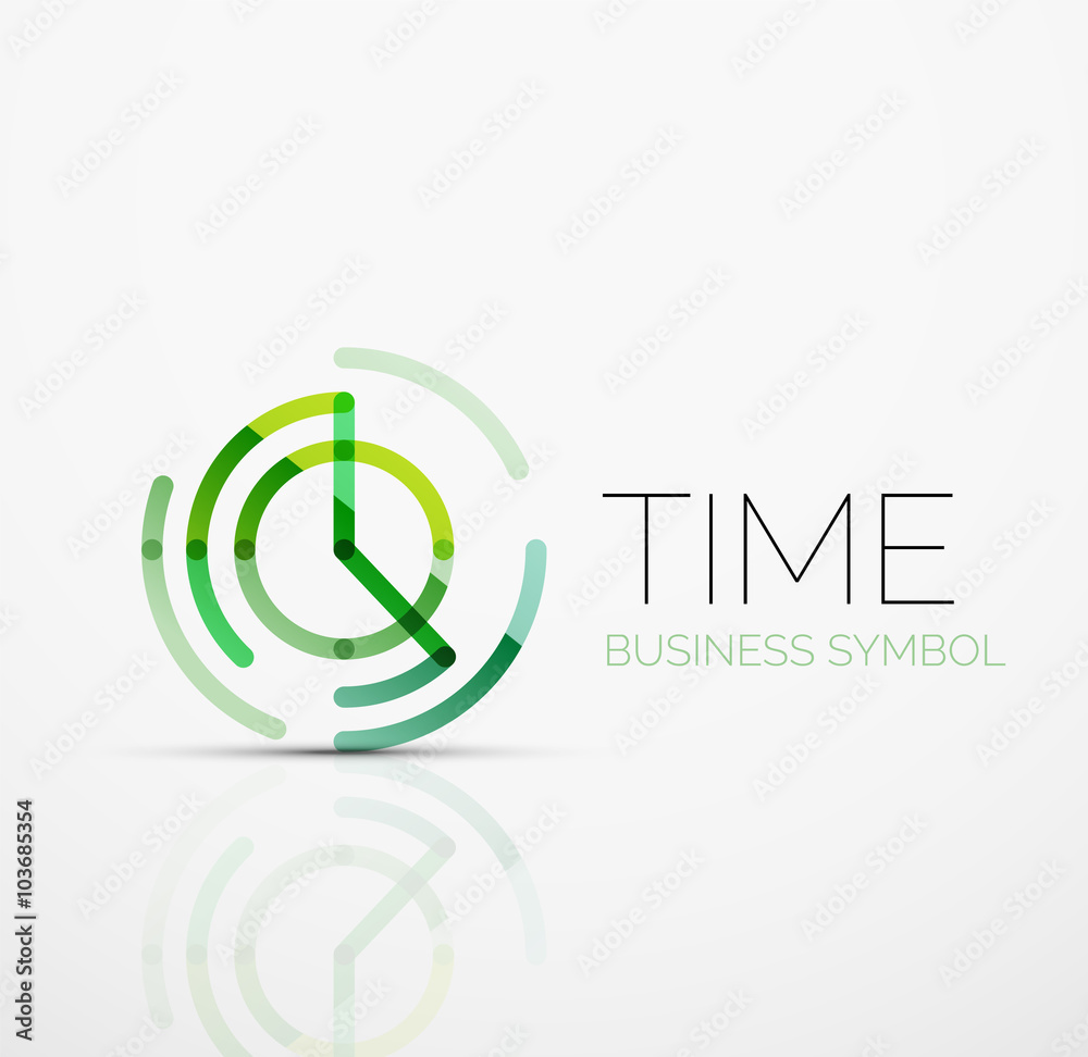 Poster vector abstract logo idea, time concept or clock business icon. creative logotype design template