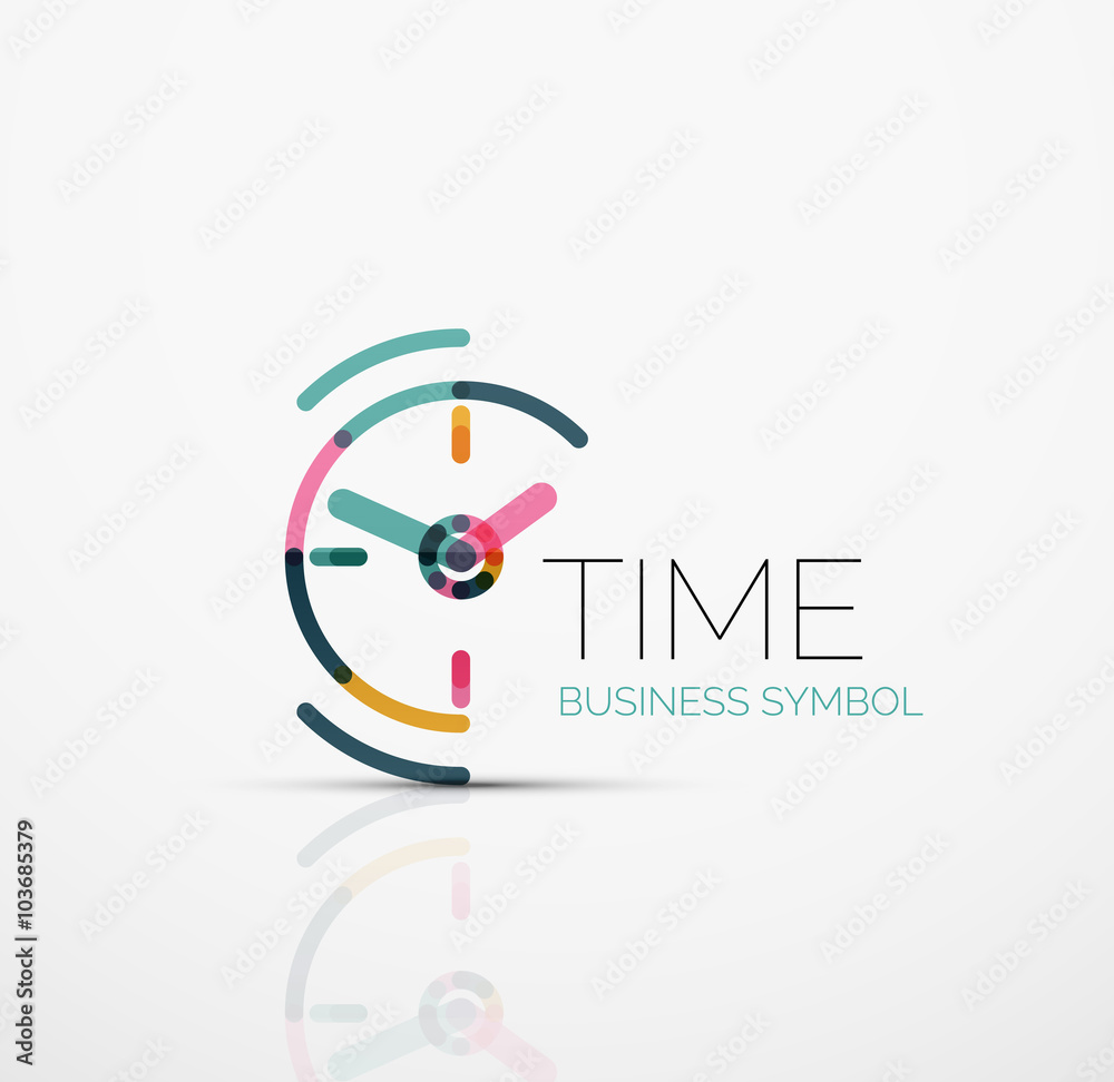 Poster vector abstract logo idea, time concept or clock business icon. creative logotype design template