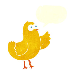 retro speech bubble cartoon bird