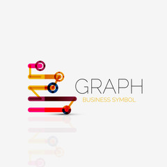 Abstract logo idea, linear chart or graph  business icon. Creative vector logotype design template