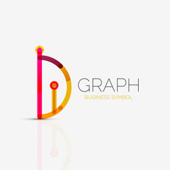 Abstract logo idea, linear chart or graph  business icon. Creative vector logotype design template