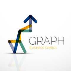 Abstract logo idea, linear chart or graph  business icon. Creative vector logotype design template