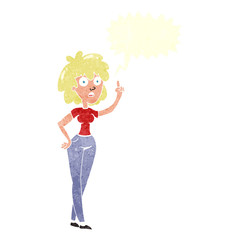 retro speech bubble cartoon woman