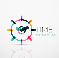 Vector abstract logo idea, time concept or clock business icon. Creative logotype design template
