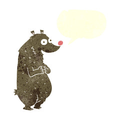 retro speech bubble cartoon bear