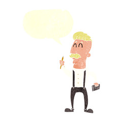 retro speech bubble cartoon man with notebook