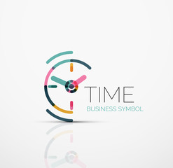Vector abstract logo idea, time concept or clock business icon. Creative logotype design template