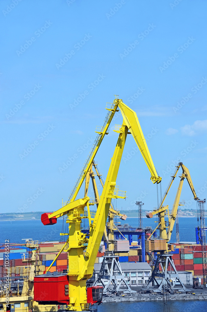 Wall mural port cargo crane